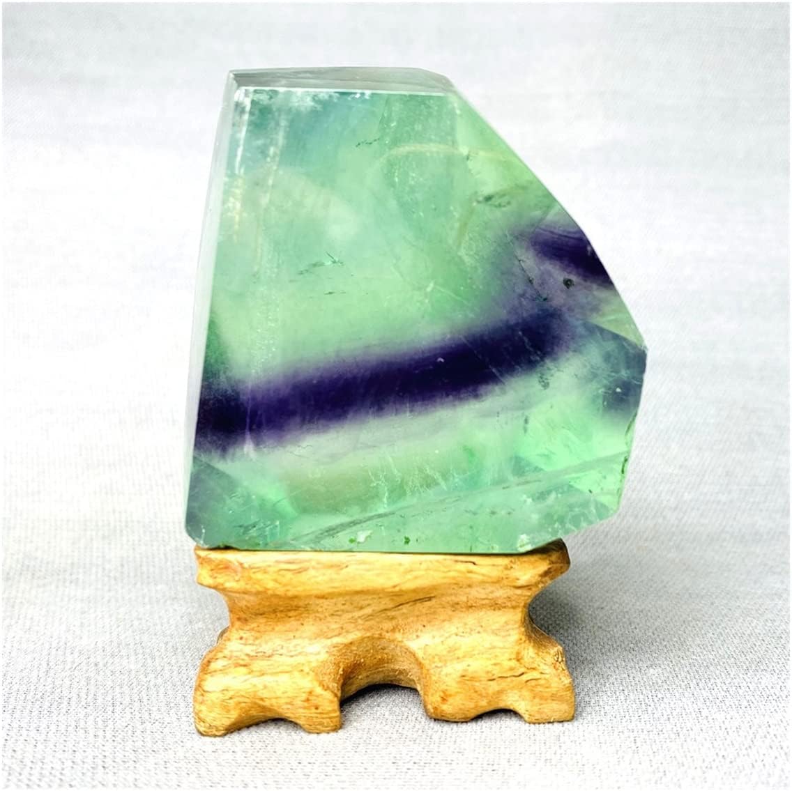 Crystal Stone Green Purple Polyhedral Fluorite Decor