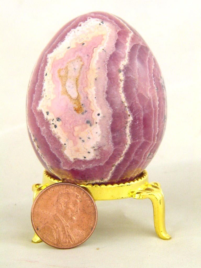 Rhodochrosite Healing Egg with Stand 53x41mm Reiki Activated Lapidary