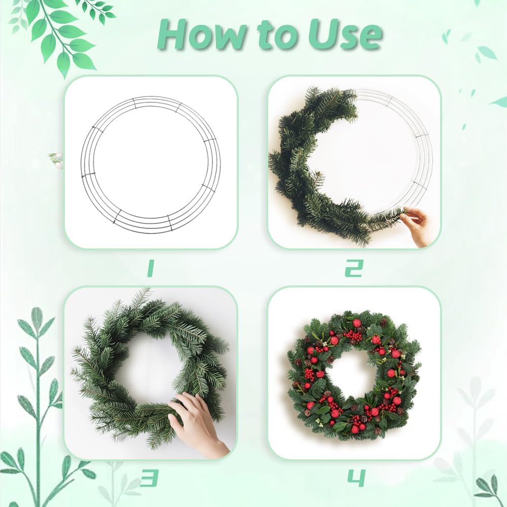 3 Pack 16 Inch Metal Wire Wreath Frame for Decor