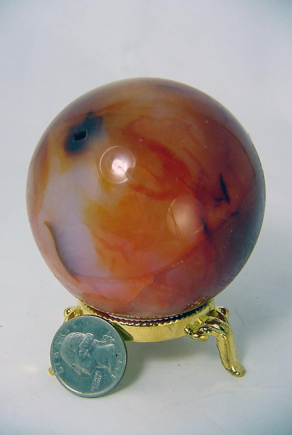 Carnelian Agate Sphere 70mm Healing Stone with Stand