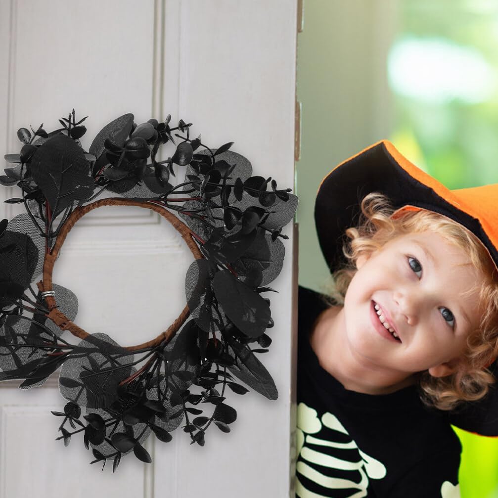 Yardwe Gothic Halloween Wreath 2pcs Black Twig Decor