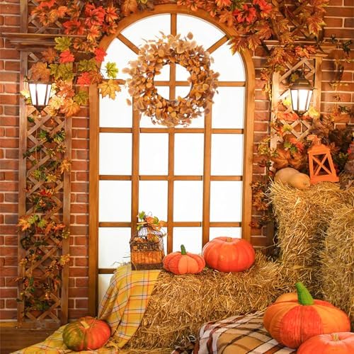 Fall Wreath for Front Door 22 Inch Autumn Decor with Eucalyptus Leaves