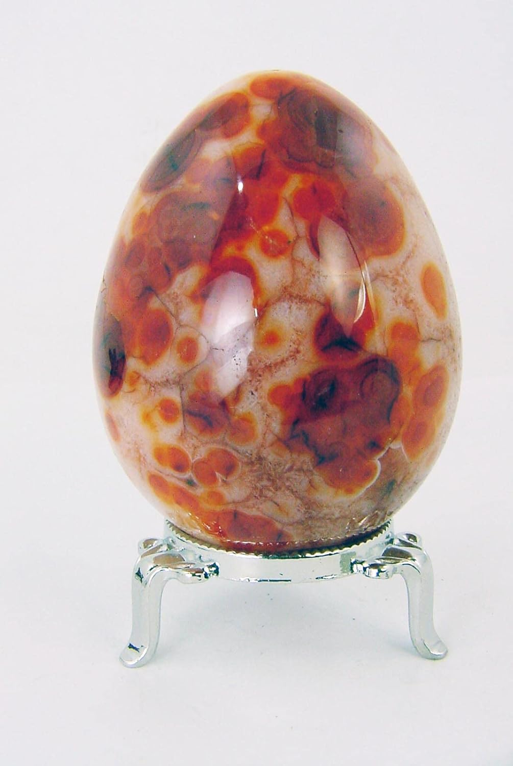 Carnelian Agate Egg for Lapidary Healing with Stand