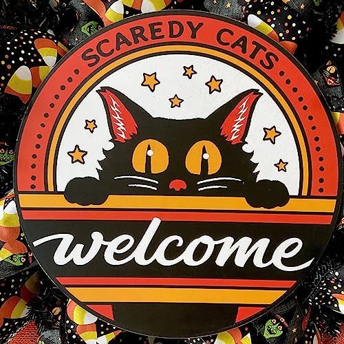 Scaredy Cats Welcome Halloween Wreath