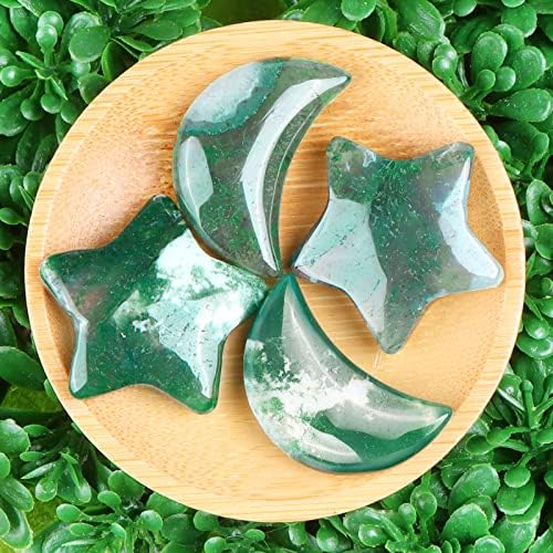SMQ Moss Agate Moon Star Healing Crystal Set