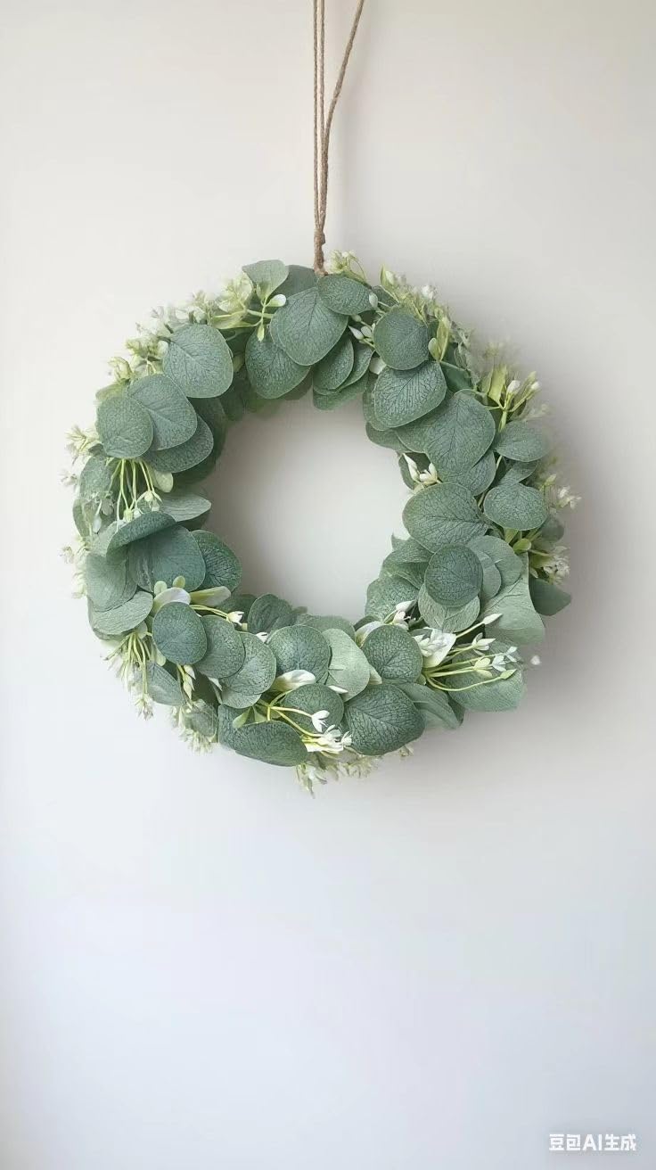 Elegant 16 Artificial Green Leaf Wreath for Door and Wall Decor
