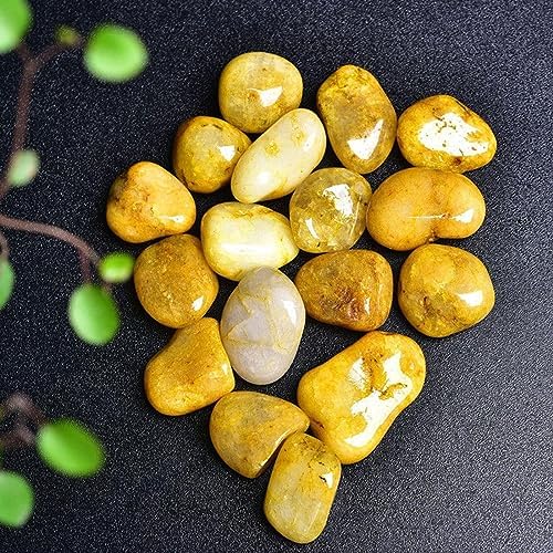 22 Pound Tumbled Yellow Jade Stones - Reiki Crystal Decor Stones for Indoor Fountain