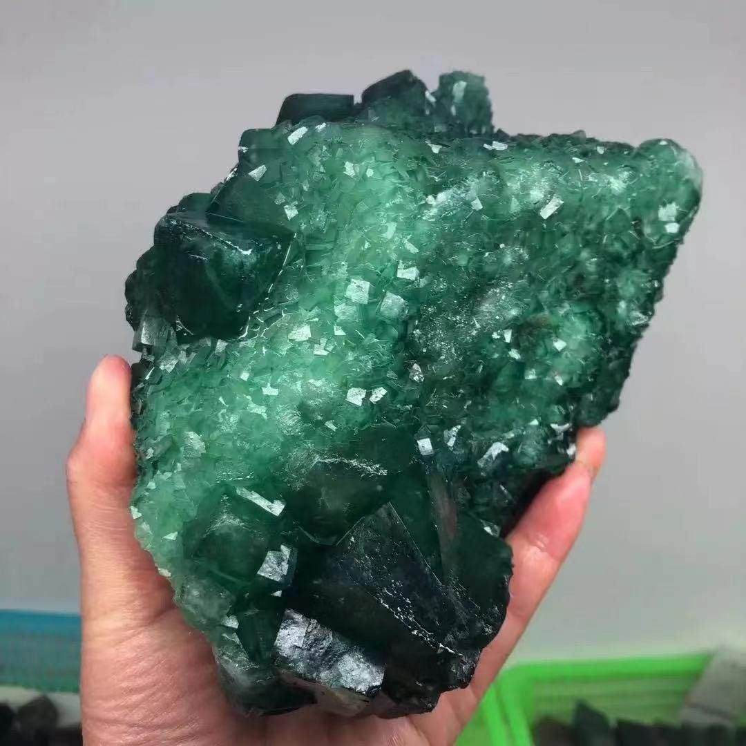 1pc 1000g-1200g Green Fluorite Geode Cluster Rough Stone Mineral Specimen