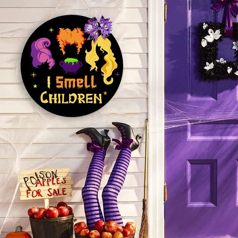 Hocus Pocus Halloween Wreath Door Sign with Bow