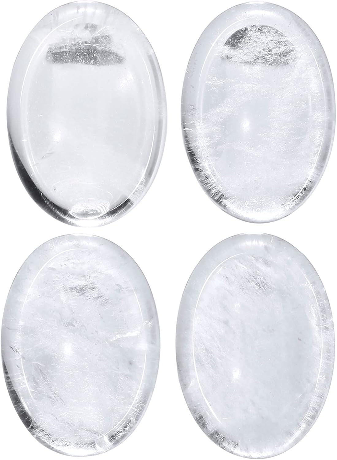 Oval Thumb Worry Stone Pack of 4 Rock Quartz for Anxiety Relief and Meditation