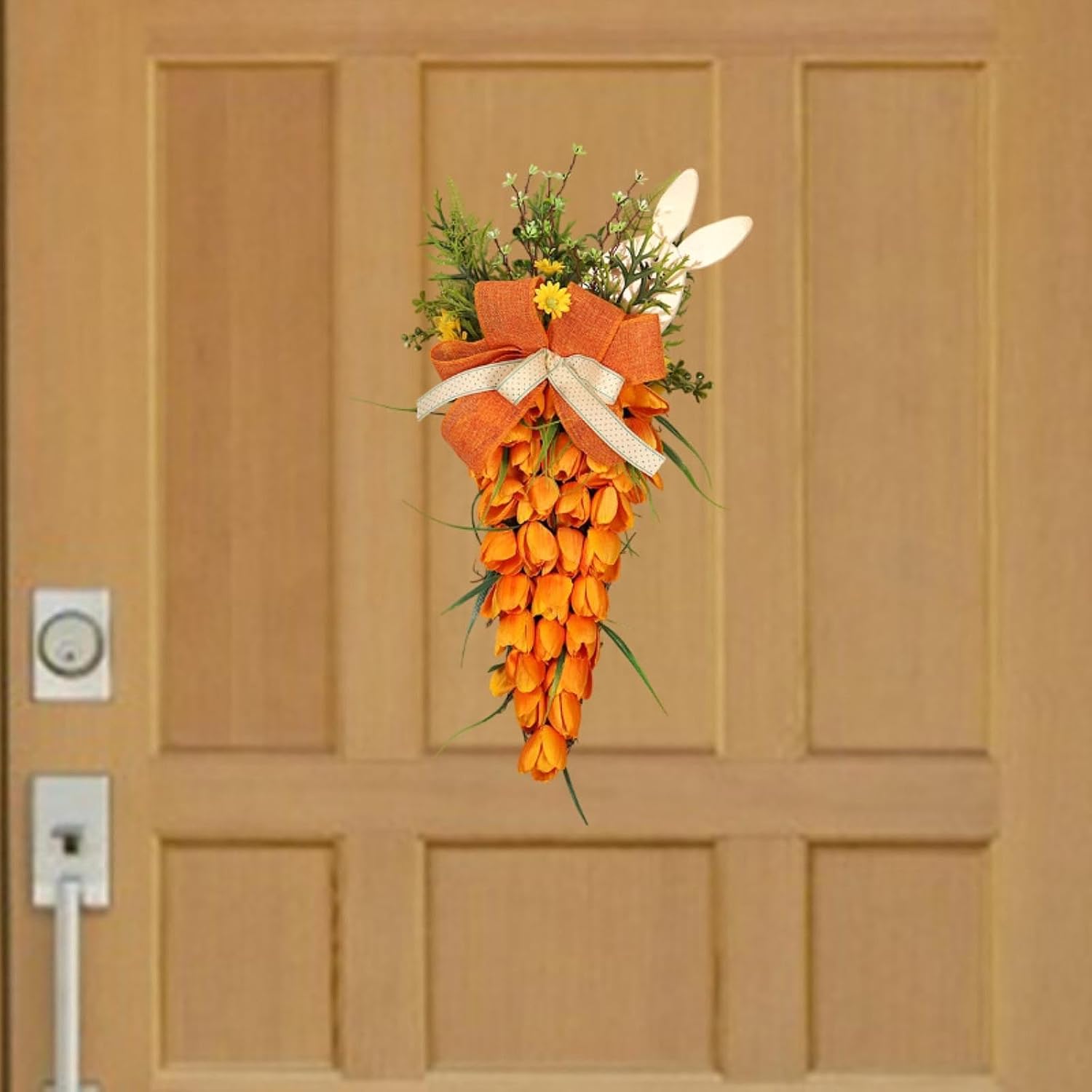 Tulip Carrot Easter Swag Wreath for Front Door and Office Decor
