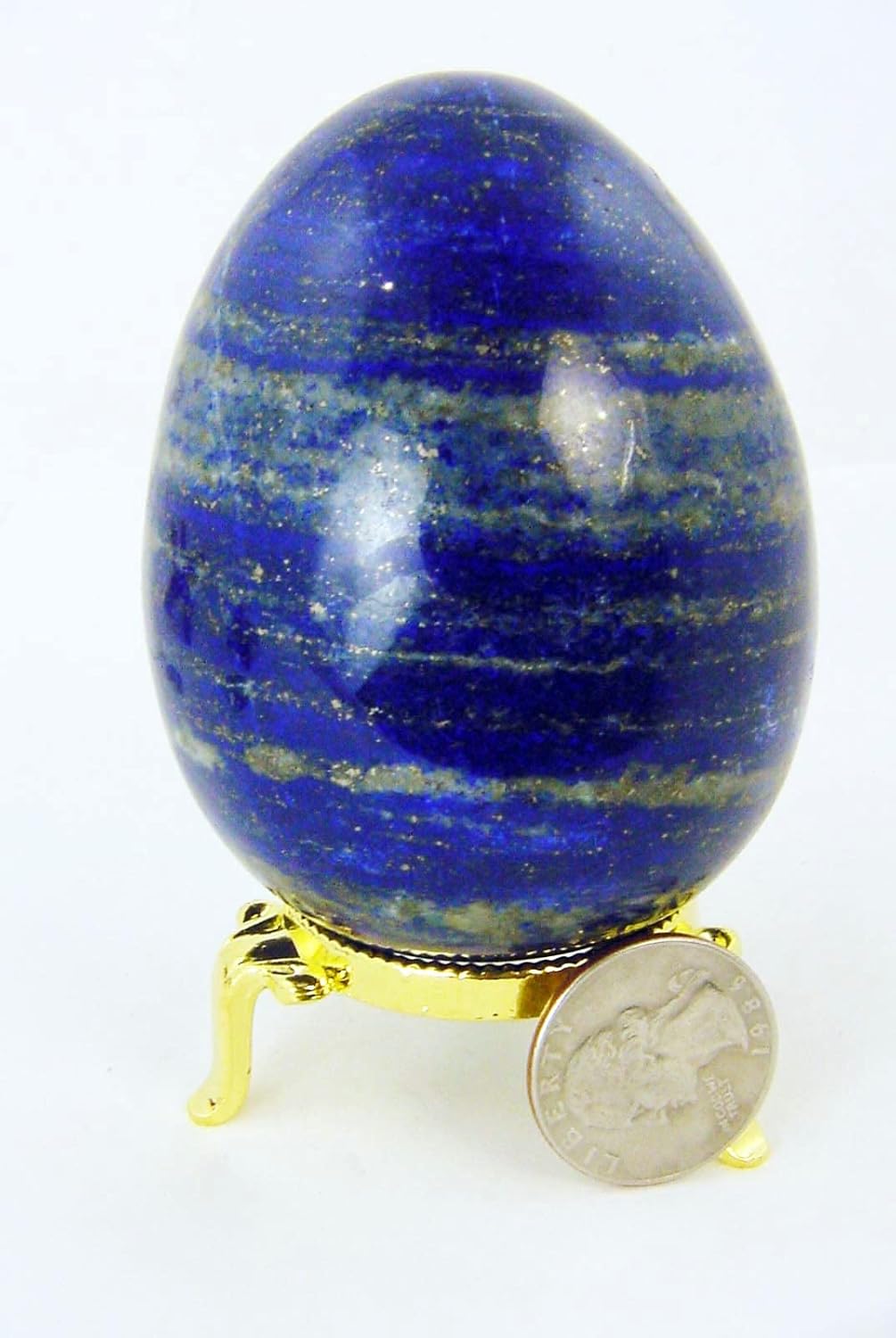 Natural Lapis Lazuli Egg Healing Stone with Stand