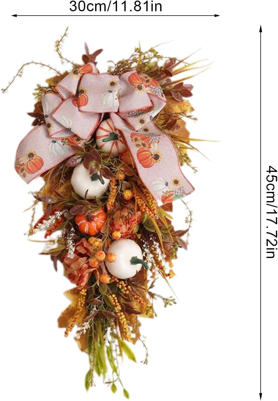 Fall Floral Teardrop Swag for Autumn Decor