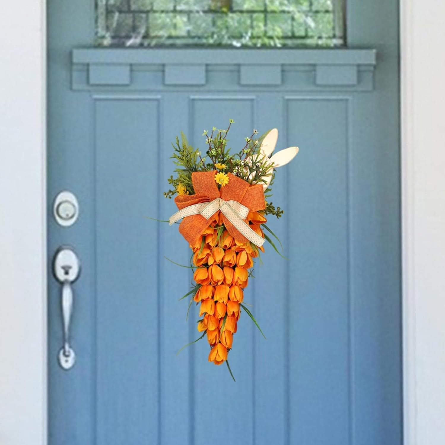Tulip Carrot Easter Swag Wreath for Front Door and Office Decor
