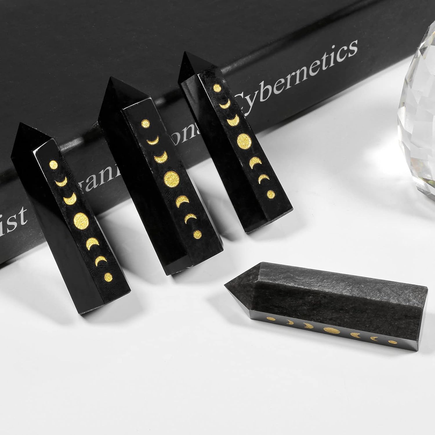 Rockcloud Moon Phase Crystal Wands for Meditation and Home Decor