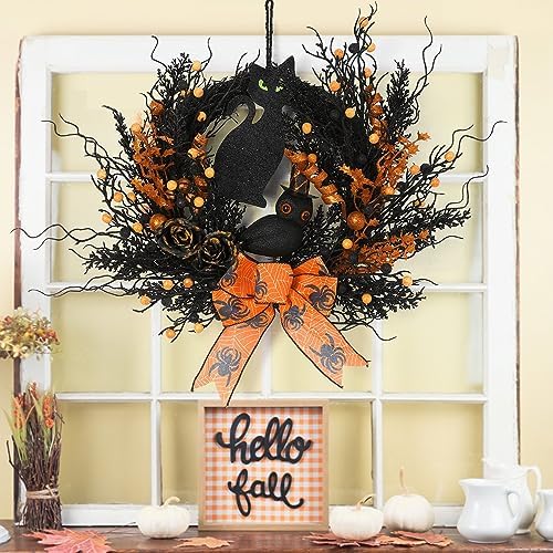 22 Inch Artificial Halloween Wreath for Front Door