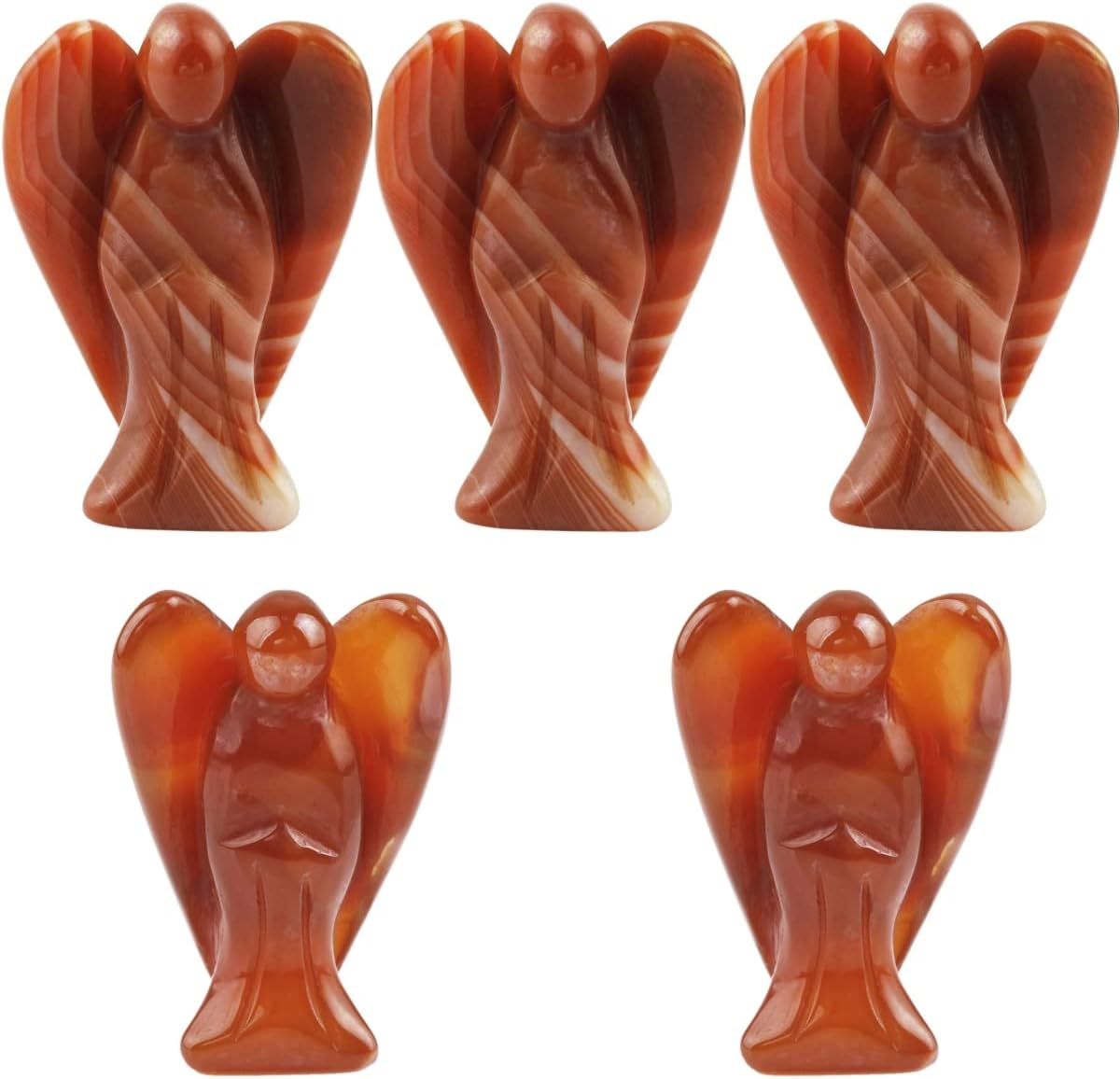 Mookaitedecor Bundle - 2 Items Carnelian Angel Figurines Amethyst Crystal Money Tree with Chakra Stones Resin Base