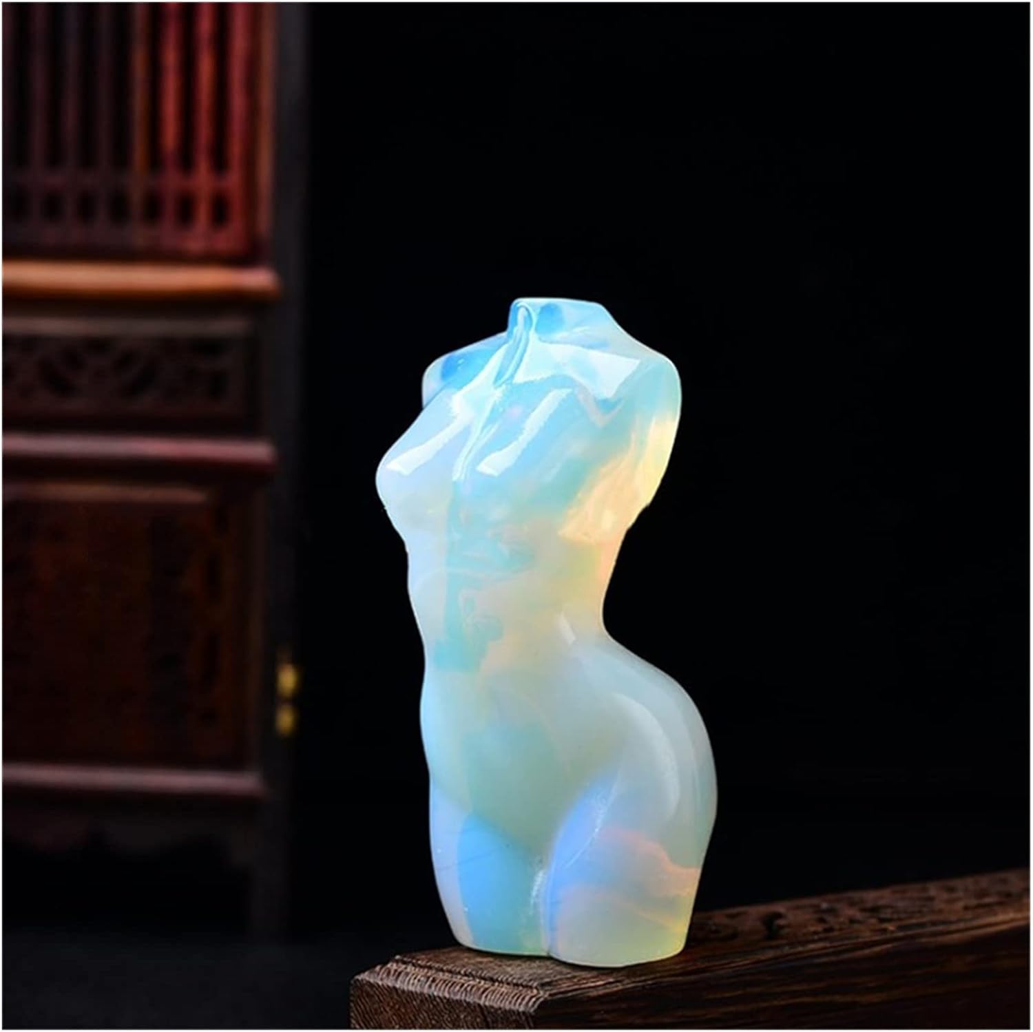FIDEMM Natural Black Obsidian Healing Crystal Statue