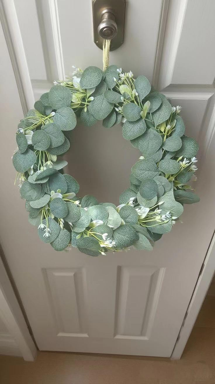 Elegant 16 Artificial Green Leaf Wreath for Door and Wall Decor