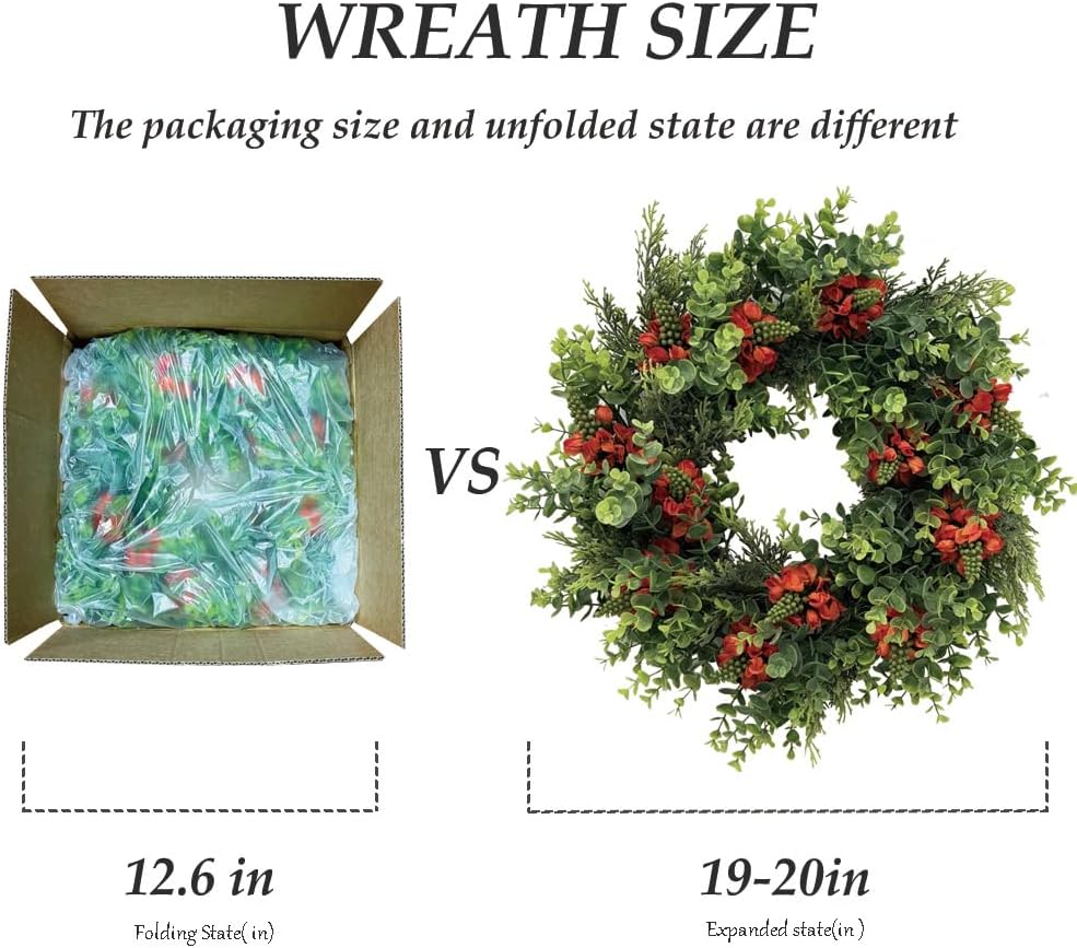 20 Inch Spring Summer Wreath for Front Door Decor