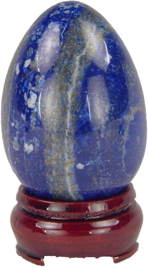 Natural Afghanistan Lapis Lazuli Egg Healing Stone with Stand