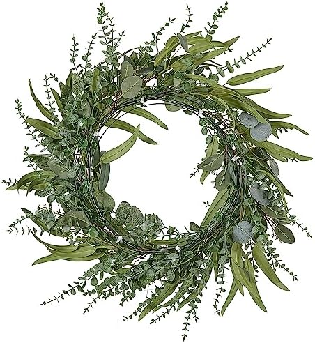 24 Inch Artificial Eucalyptus Wreath for Front Door