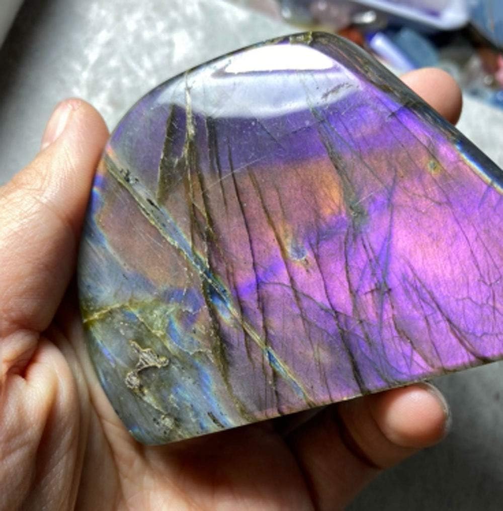 CrystalWonder Natural Labradorite Moonstone Healing Crystal Purple Flash