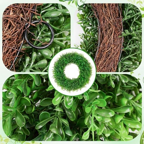 22 Inch Artificial Boxwood Wreath Decor for Front Door and More