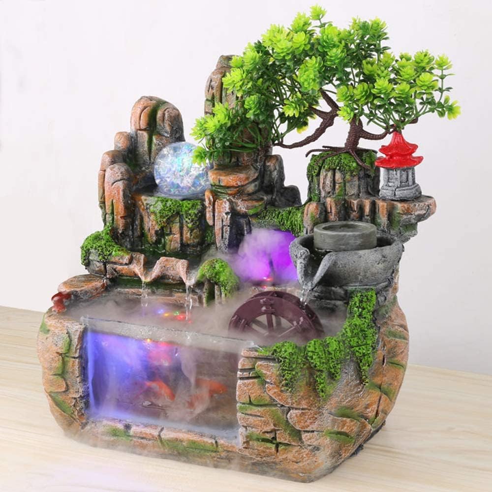 AngelcityCC Fountain Waterfall Indoor Zen Meditation LED Lamp