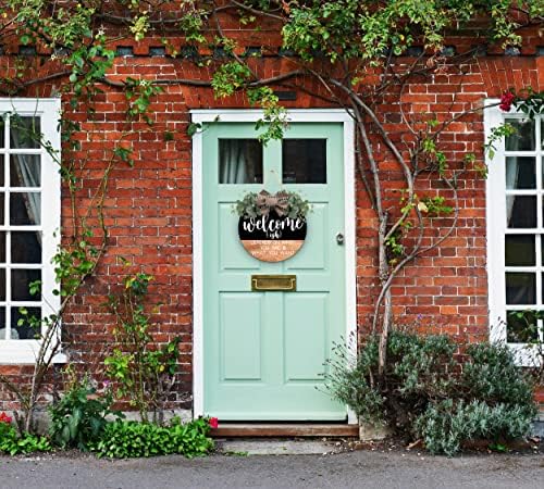 CHIJIRE Welcome Sign Front Door Decor Round Wreath 12 Inch