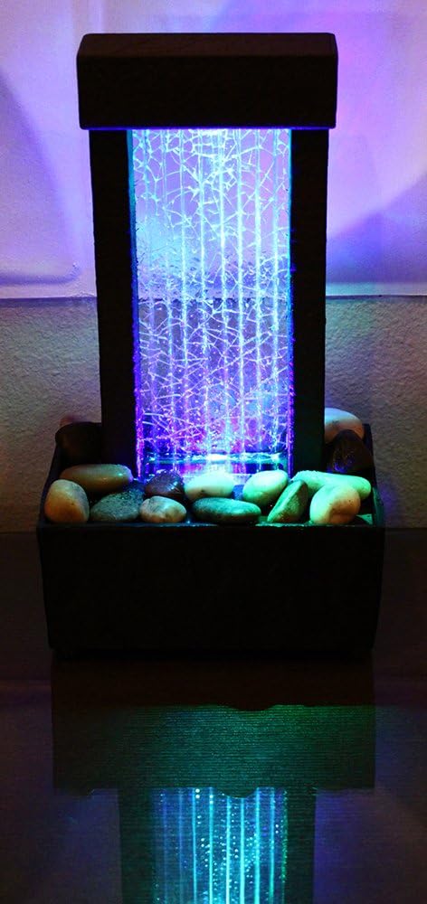 Natures Mark 10 Inch H Crackled Glass Water Fountain with LED Lights