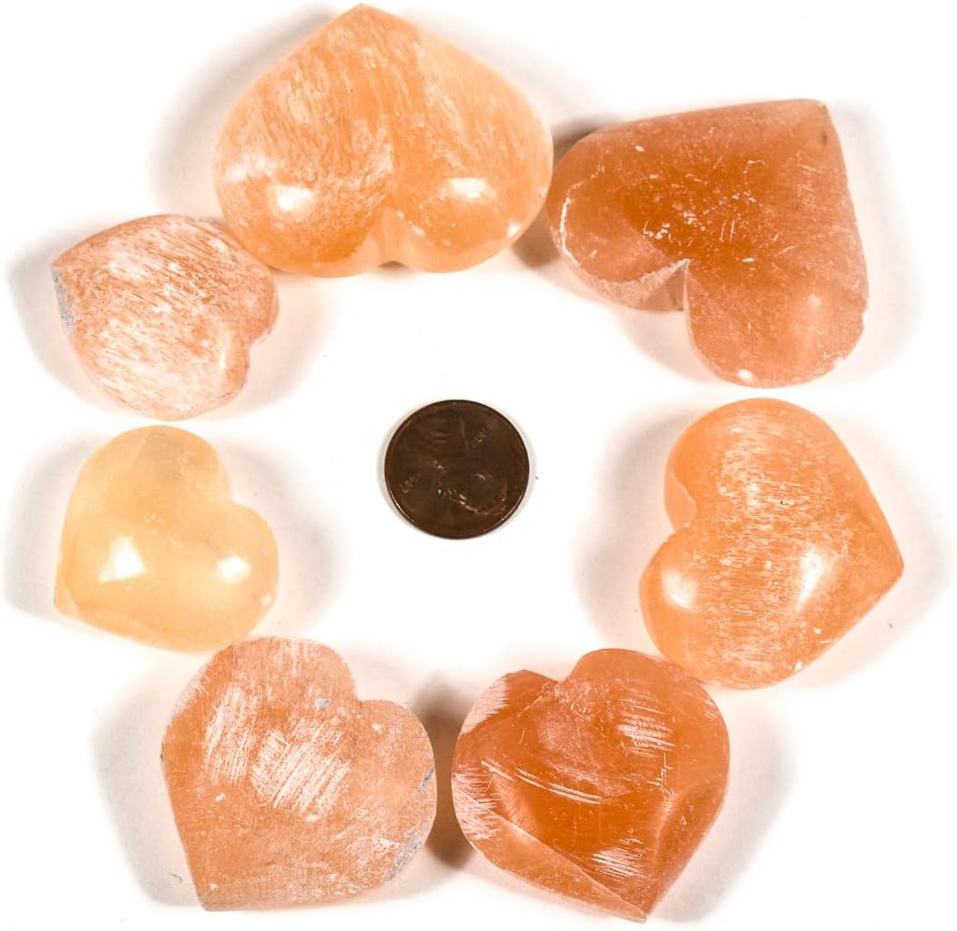 Orange Selenite Heart Gemstone Mineral Specimen