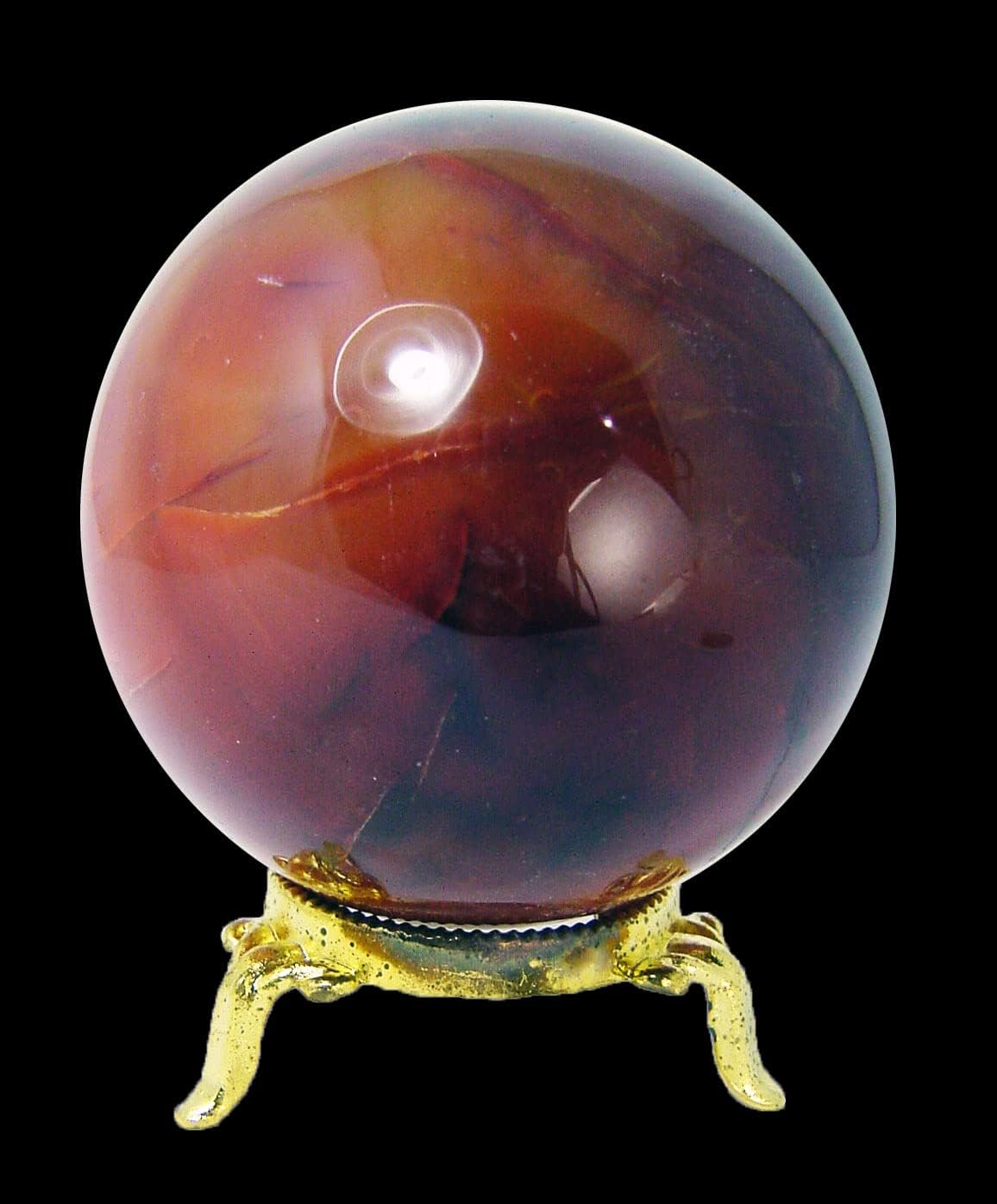Carnelian Agate Healing Sphere with Stand 80mm