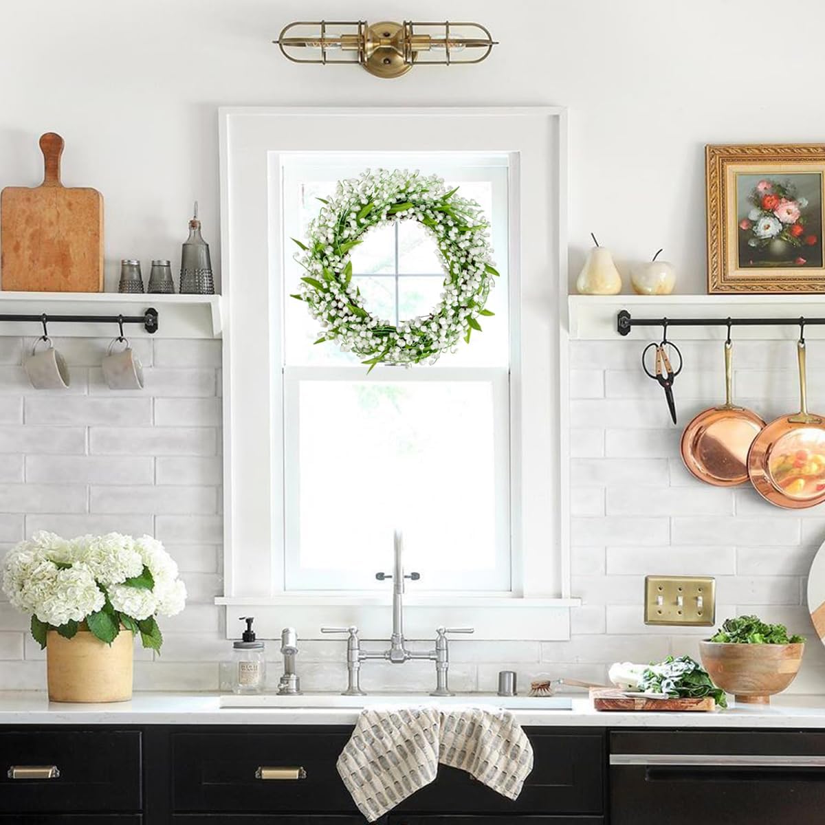 Briful Spring Wreath 16 Inch Artificial Lily of the Valley Decor