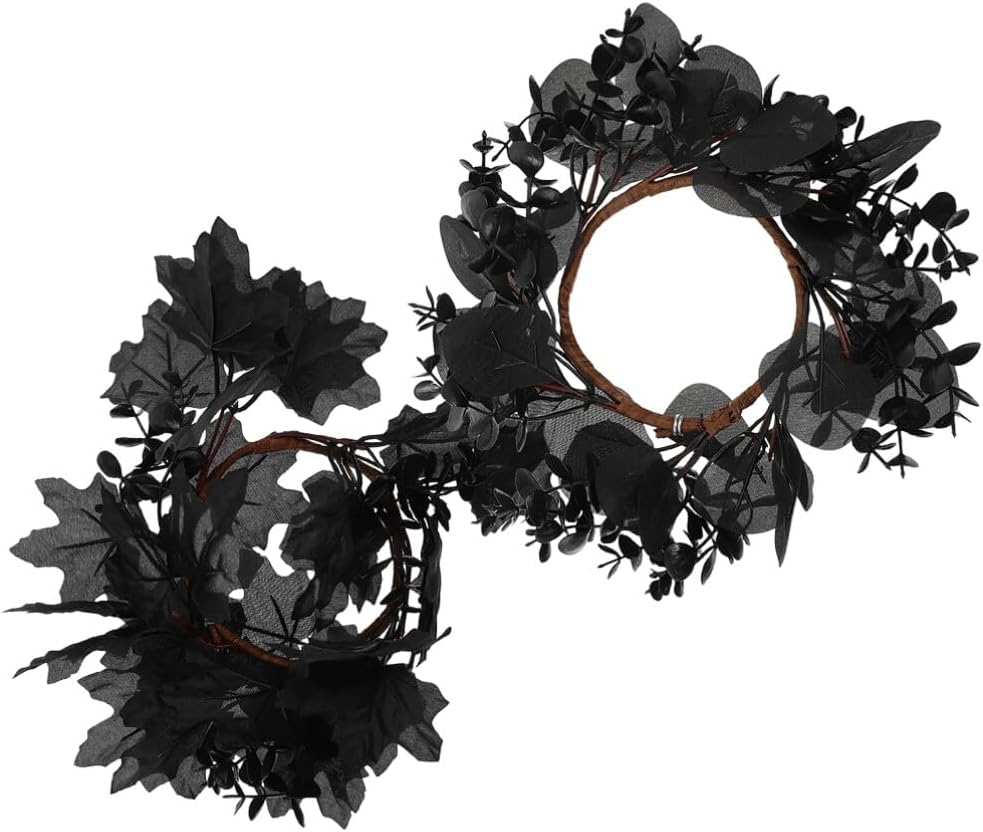 Yardwe Gothic Halloween Wreath 2pcs Black Twig Decor
