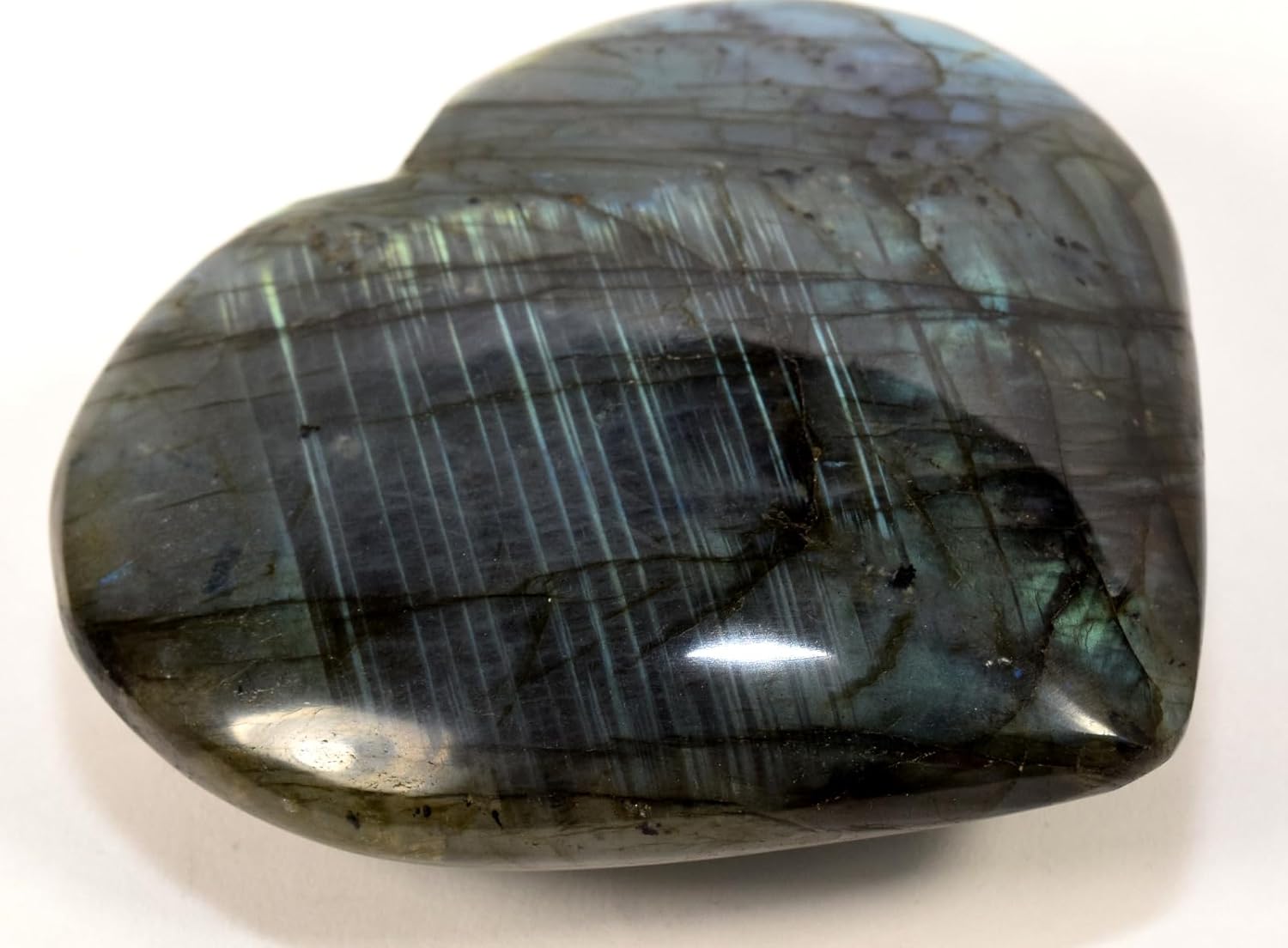 37 Inch Blue Flash Labradorite Heart with Stand