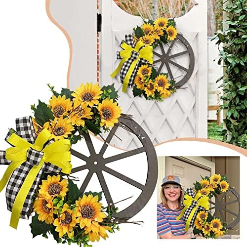 Summer Sunflower Bee Wreath for Front Door Decor