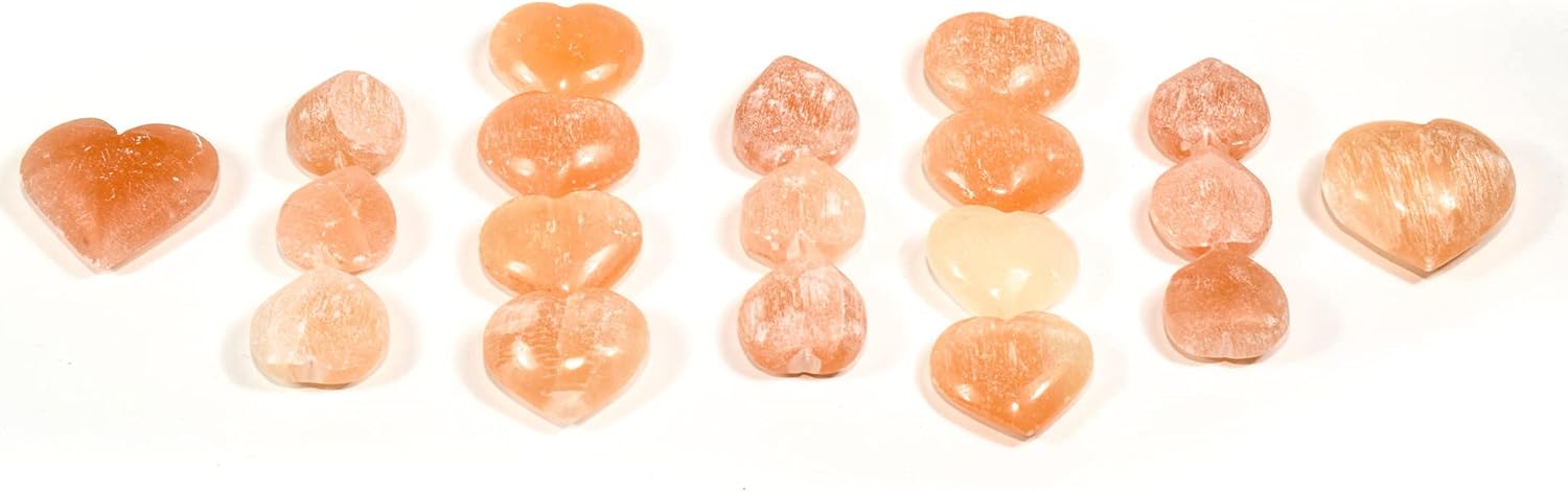 Orange Selenite Heart Gemstone Mineral Specimen