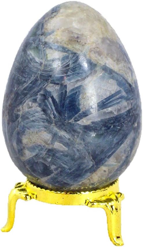 Kyanite Healing Egg 63mm x 64mm Reiki Activated Lapidary with Stand