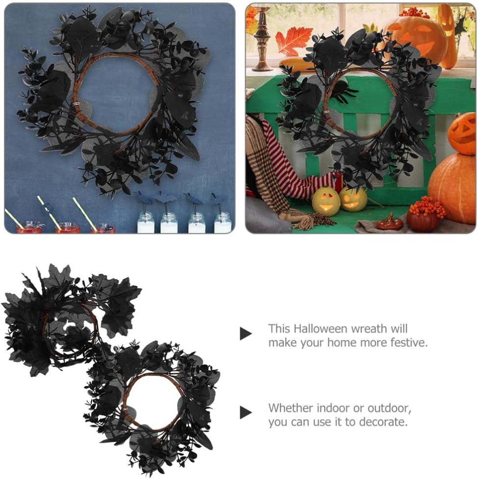 Yardwe Gothic Halloween Wreath 2pcs Black Twig Decor