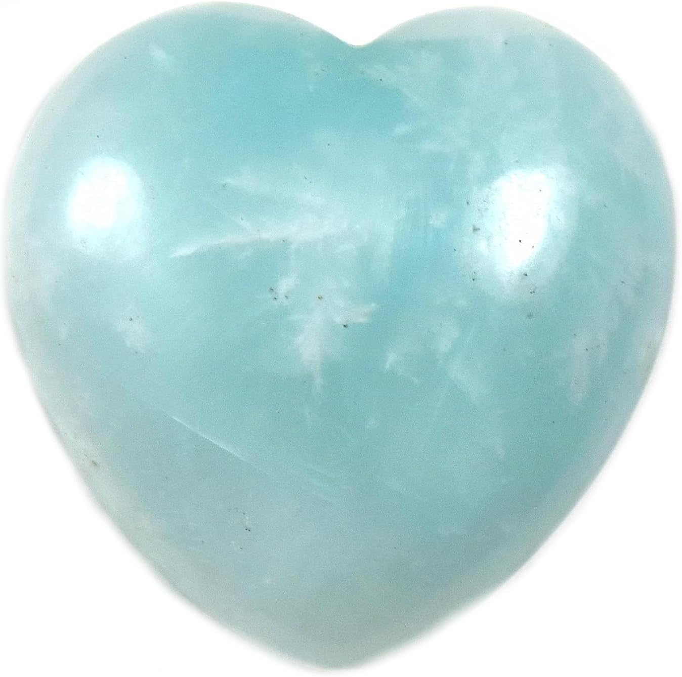 Blue Aquamarine Puffy Heart Stones 2PCS