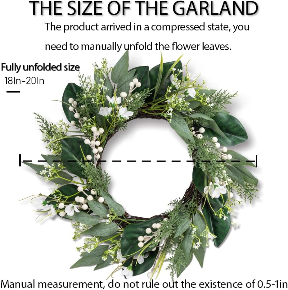 20 Inch Eucalyptus Wreath for Front Door Seasonal Decoration