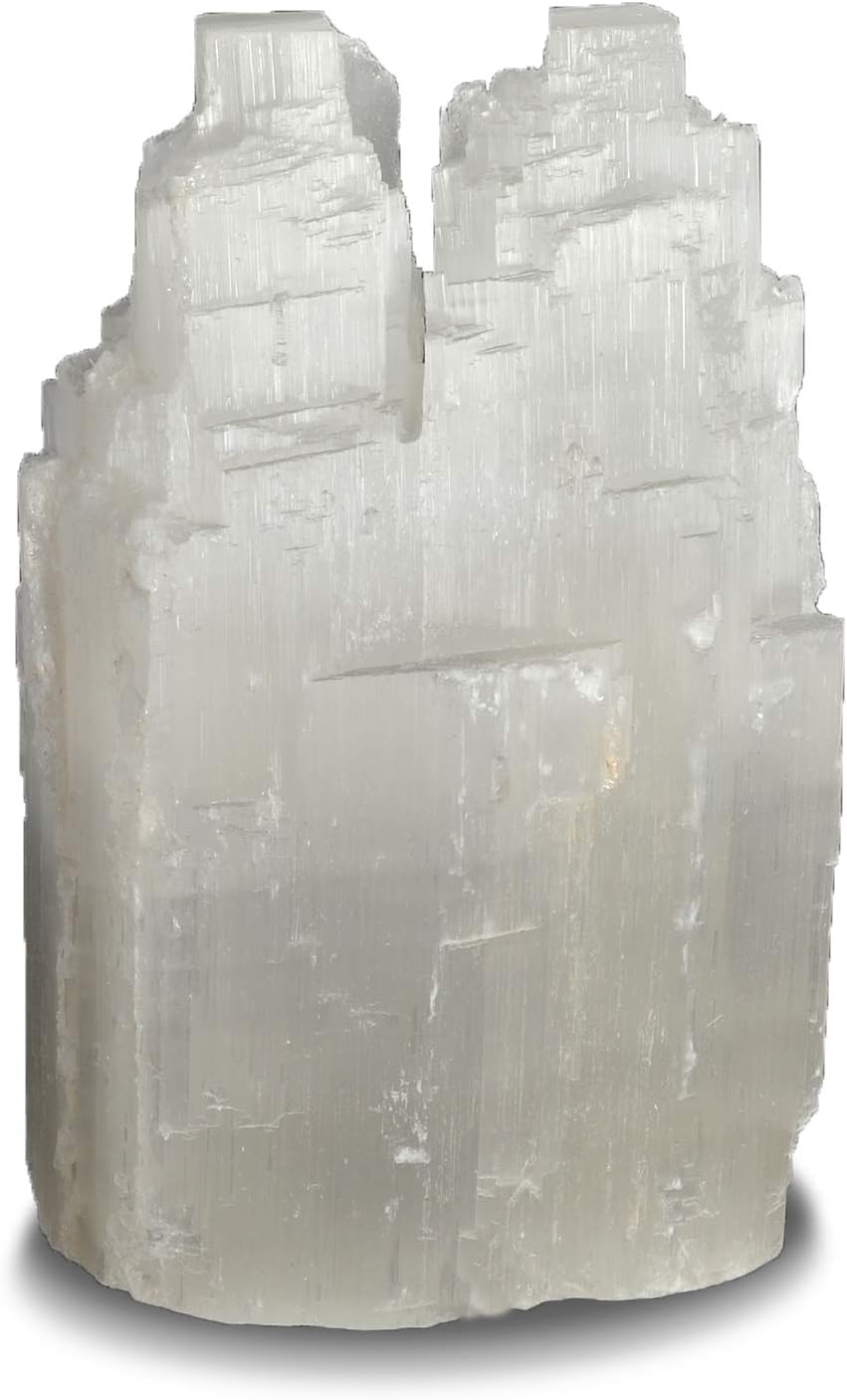 2 Pieces Natural White Selenite Double Skyscraper Lamps with Dimmer Switch