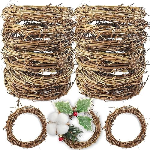 TIHOOD 16PCS 4 Inch Grapevine Wreath Garland