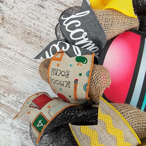 Pencil Teacher Classroom Wreath Black Yellow