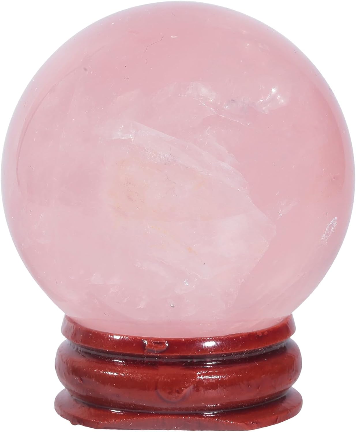 TUMBEELLUWA Rose Quartz Crystal Ball with Wood Stand