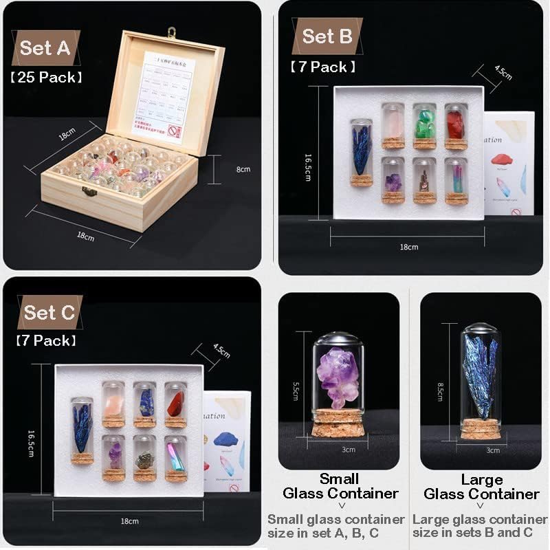 Crystal Mineral Specimen Set 25 Pack Natural Stones for Home Decoration and Healing