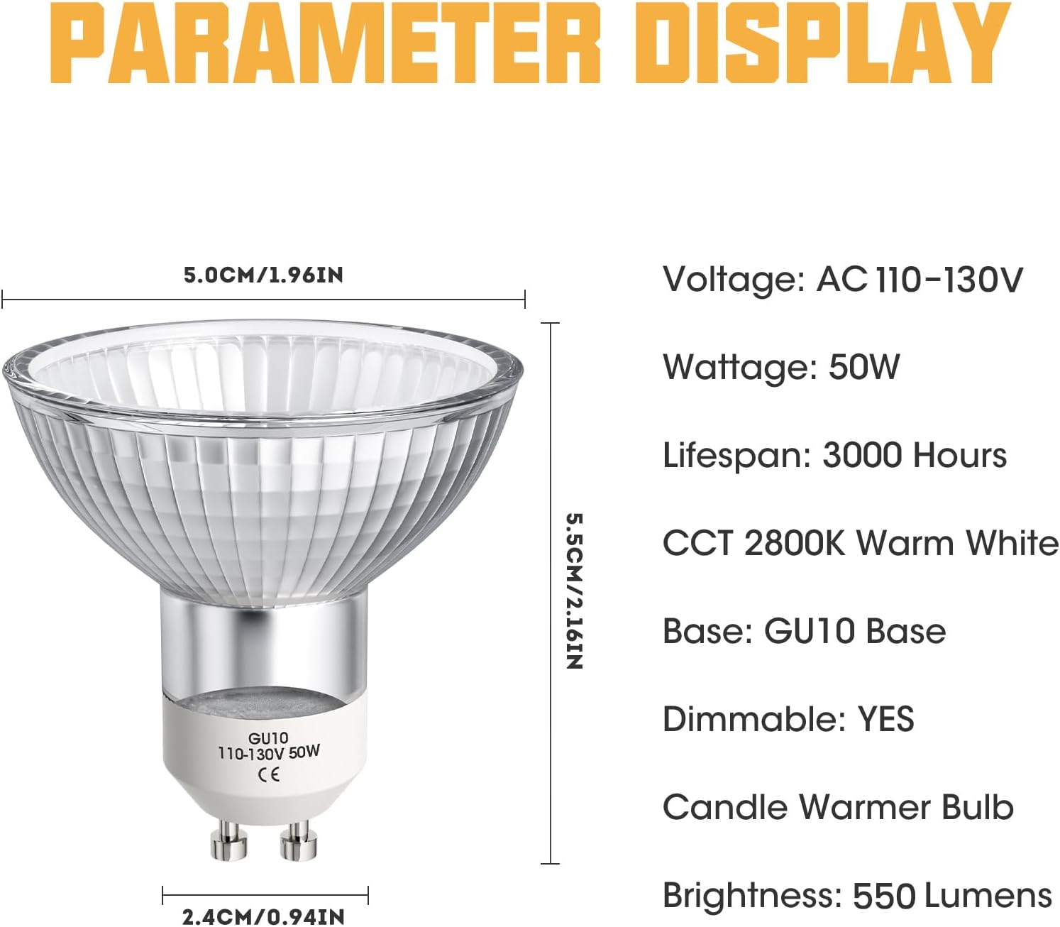 Mlogiroa 50W GU10 LED Candle Warmer Bulbs 6-Pack