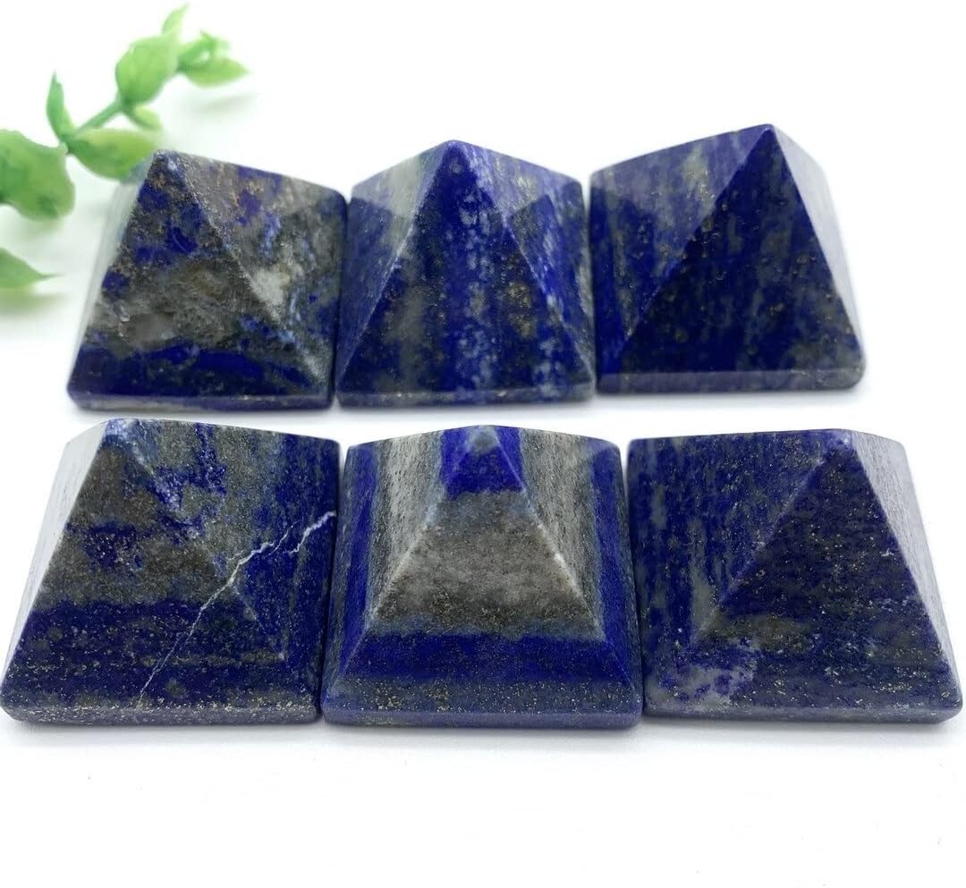 Natural Blue Lapis Lazuli and Quartz Crystal Pyramid Reiki Tower Home Decor