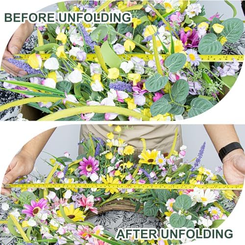 22 Inches Colorful Wildflower Wreath for Front Door